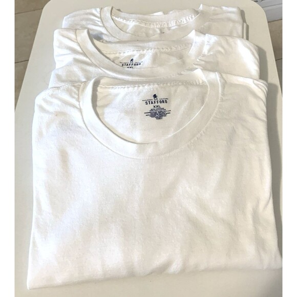 Stafford 3-Pack Men's Cotton Super Soft Crew-Neck T-Shirts White XXL 50-52 - Picture 1 of 4